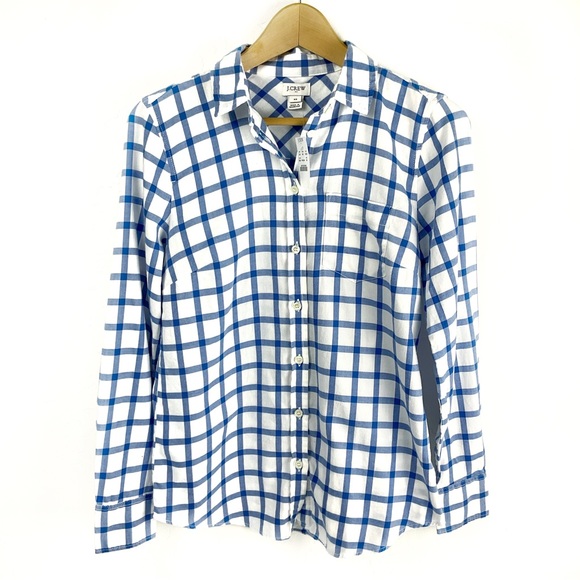 J. Crew Factory Tops - NWT J Crew Women’s Blue and White Flannel Shirt